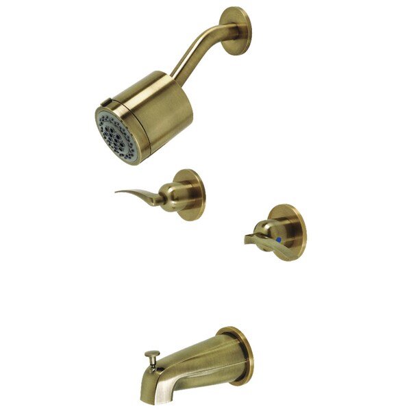 Tub and Shower Faucet, Antique Brass, Wall Mount